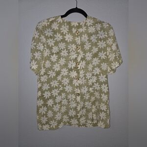 Floral Button-Up Women Top and Matching Skirt